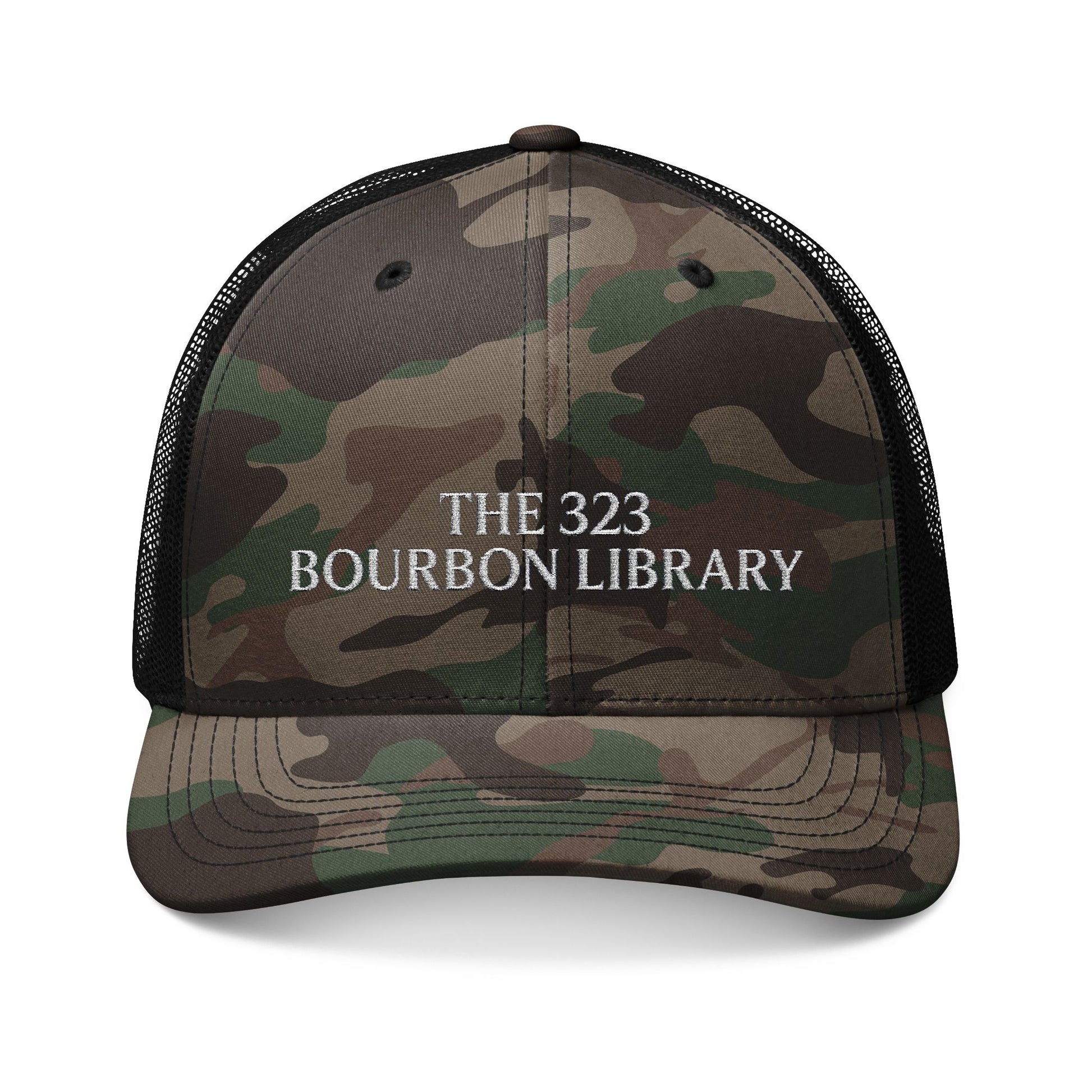 Embroidered Camo Trucker Hat - The OG 323 Bourbon Library Collection