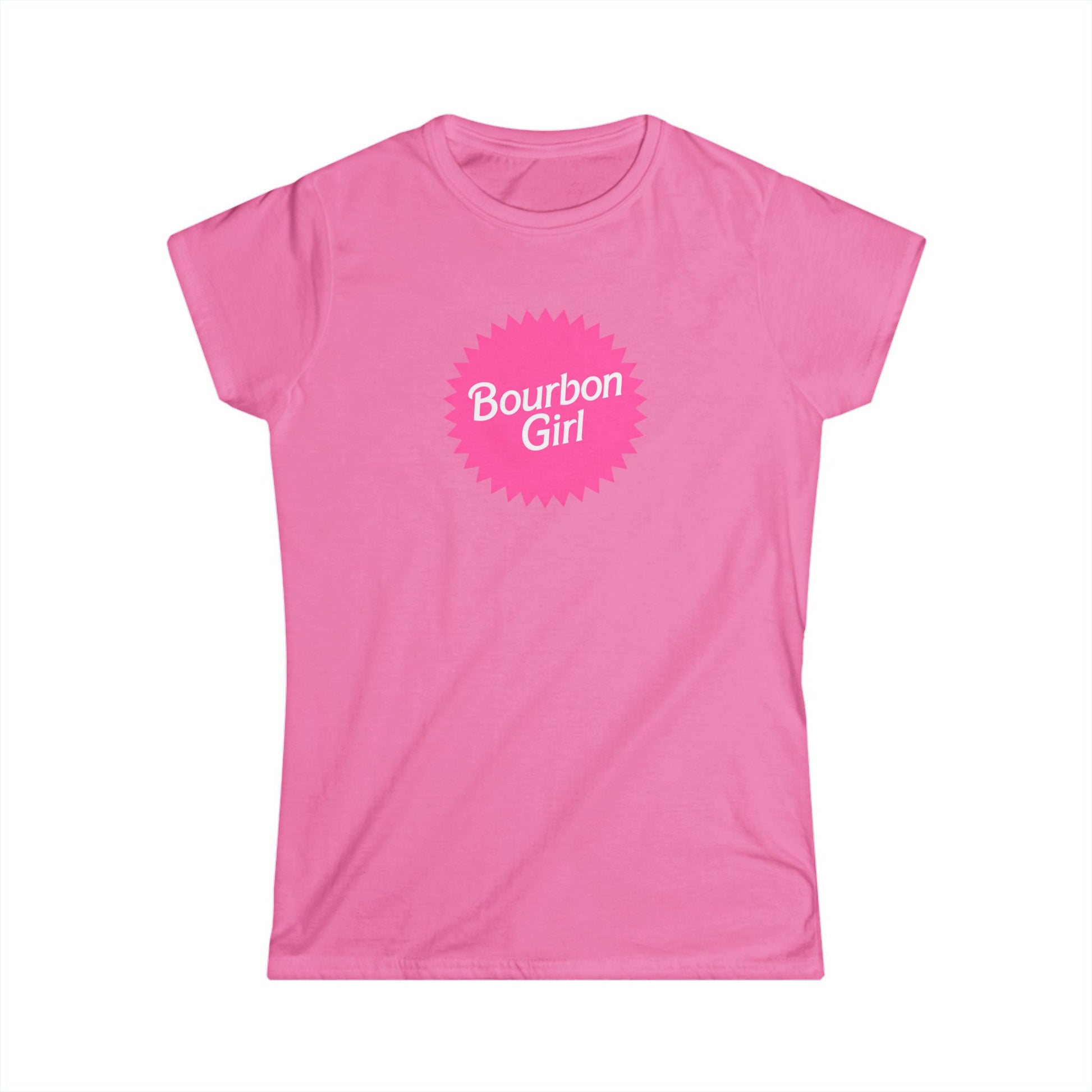 Bourbon Girl Women's Tee – Pink Badge Graphic Shirt