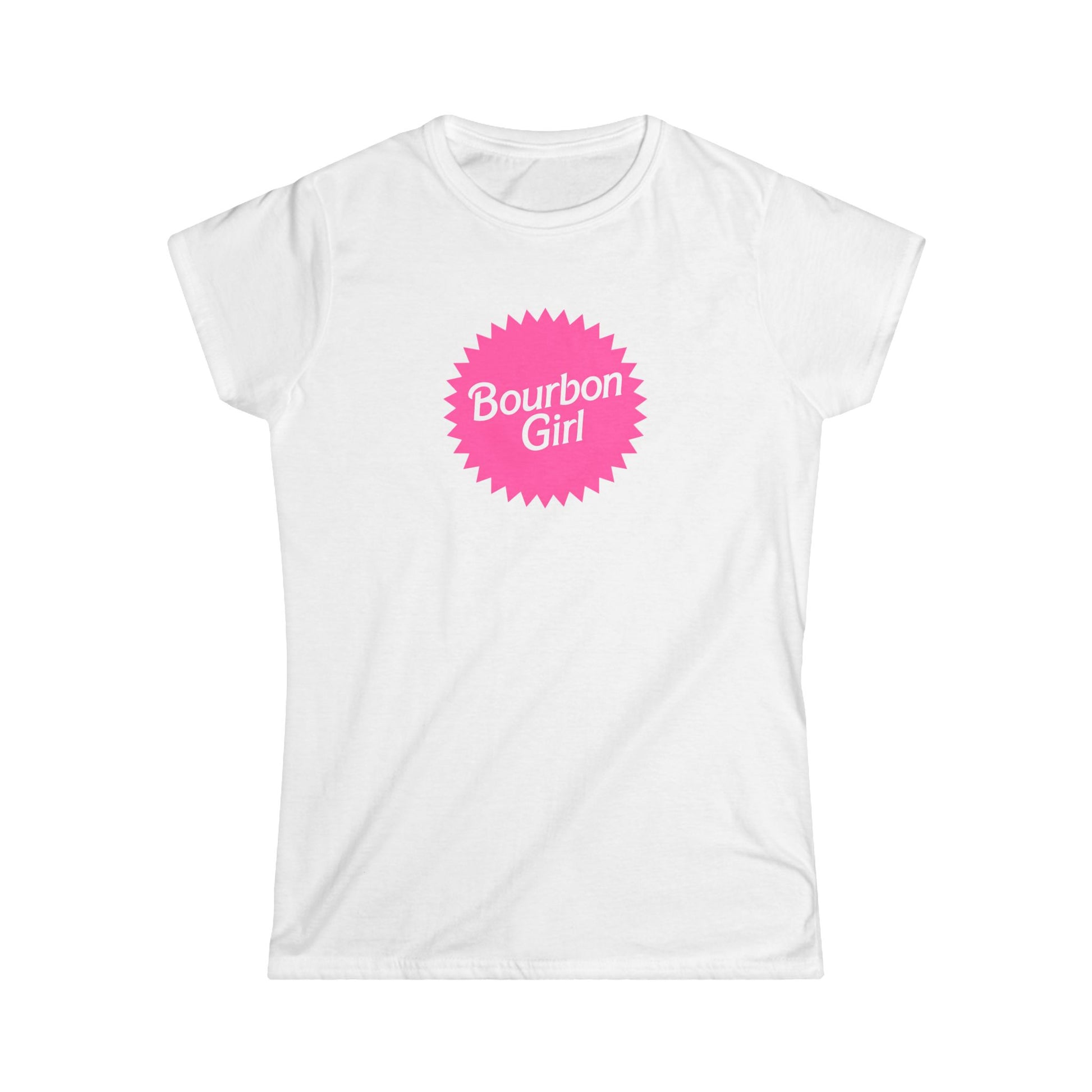 Bourbon Girl Women's Tee – Pink Badge Graphic Shirt