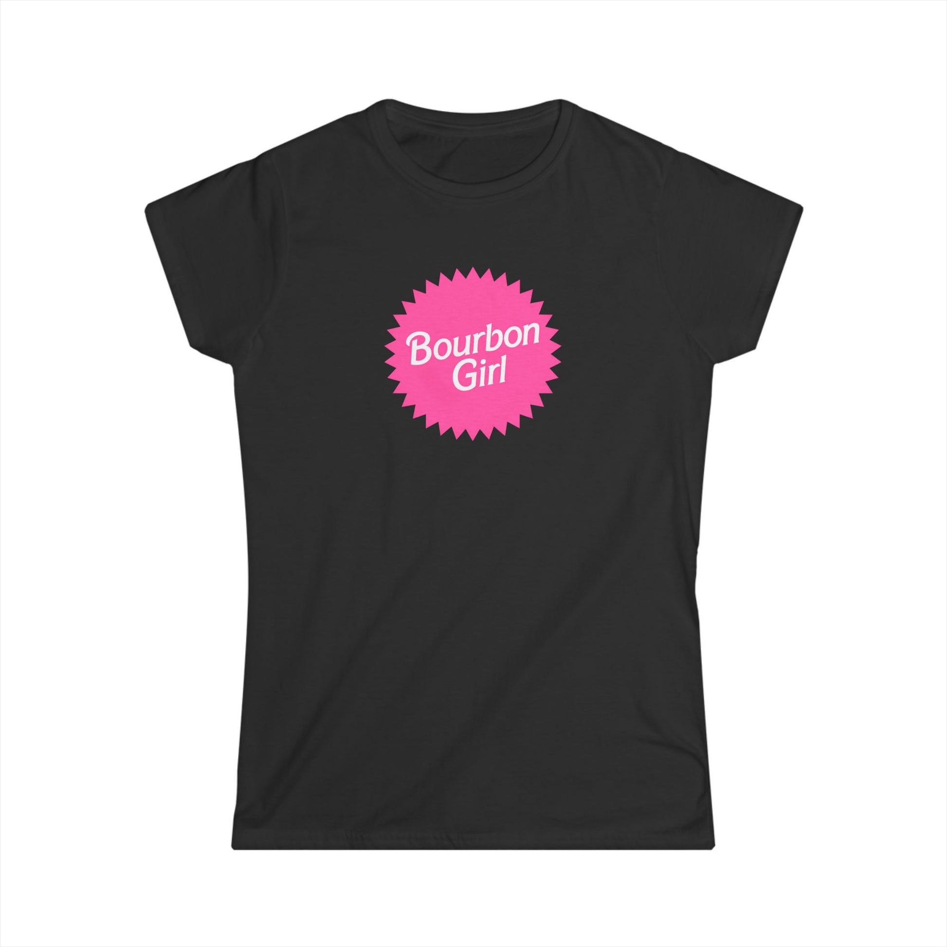 Bourbon Girl Women's Tee – Pink Badge Graphic Shirt